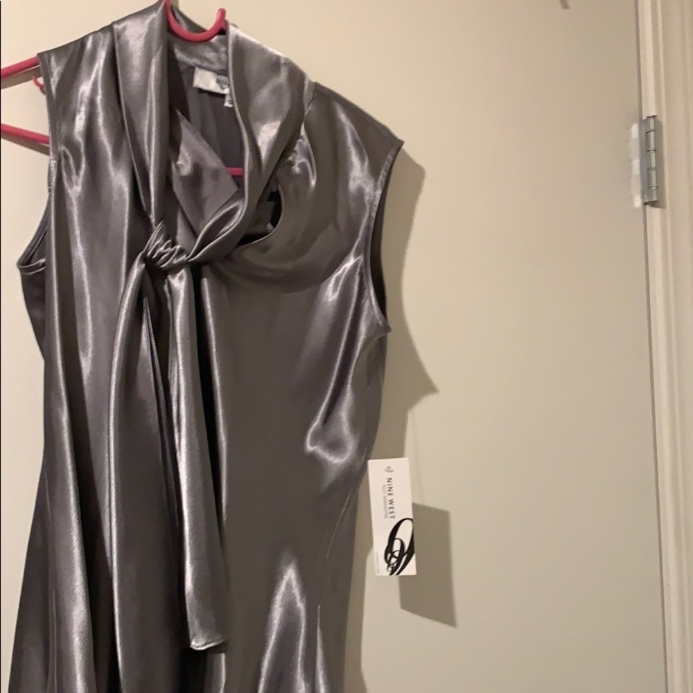Satin shirt with tie neck